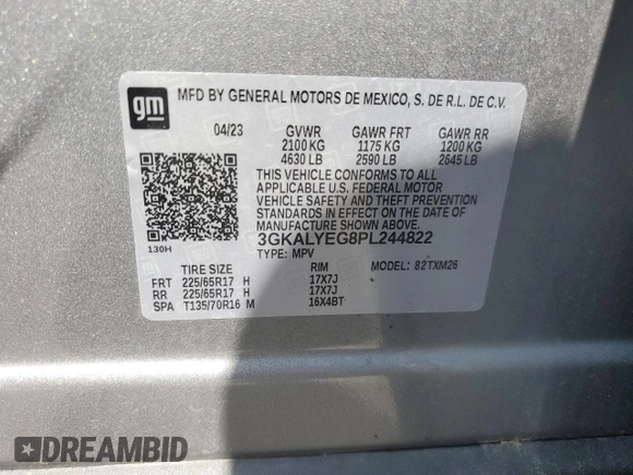 2023 GMC Terrain AT4 с VIN 3GKALYEG8PL244822, выставлен на аукционе Copart как лот 56751515 с пробегом 63 039 миль миль и Списание • Salvage title. История ставок и продаж доступна на DreamBid. Изображение 14.