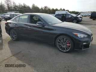 2024 Infiniti Q50 Red Sport 400 with VIN JN1FV7DRXRM680351, listed as a Copart auction lot 72008234 with 462 mi miles and Salvage title. Bid and sale history available at DreamBid. Image 4.