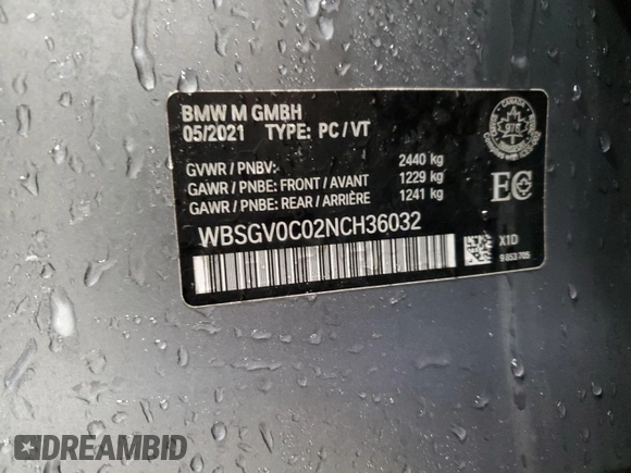 2022 BMW M8 Competition z VIN WBSGV0C02NCH36032, wystawiony jako Copart lot #45772865 z przebiegiem 33 647 mil mil oraz Szkoda całkowita • Salvage title. Historia ofert i sprzedaży dostępna na DreamBid. Obrazek 12.