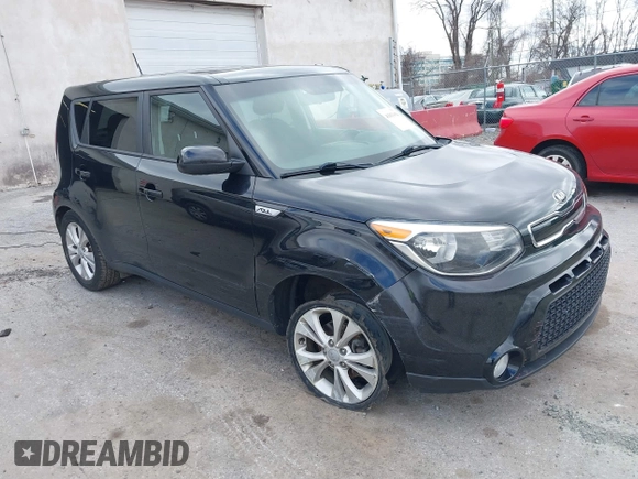 2016 Kia Soul + with VIN KNDJP3A58G7396949, listed as a IAAI auction lot 41813054 with 108,974 mi miles. Bid and sale history available at carsss.com. Image 1.