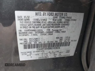 2008 Ford Taurus SEL z VIN 1FAHP24W88G102826, wystawiony jako IAAI lot #42272517 z przebiegiem Nie podano mil oraz . Historia ofert i sprzedaży dostępna na DreamBid. Obrazek 9.