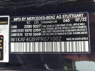 2023 Mercedes-Benz C 300 с VIN W1KAF4GB9PR071002, выставлен на аукционе IAAI как лот 42157912 с пробегом Не указан миль и . История ставок и продаж доступна на DreamBid. Изображение 9.