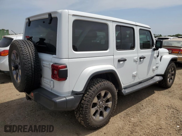 2018 Jeep Wrangler Unlimited Sahara z VIN 1C4HJXEG5JW165071, wystawiony jako Copart lot #59302865 z przebiegiem Nie podano mil oraz Czysty tytuł • Clean title. Historia ofert i sprzedaży dostępna na DreamBid. Obrazek 3.