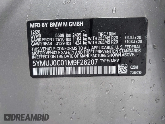 2021 BMW X4 M z VIN 5YMUJ0C01M9F26207, wystawiony jako IAAI lot #41502307 z przebiegiem 31 995 mil mil oraz . Historia ofert i sprzedaży dostępna na DreamBid. Obrazek 9.