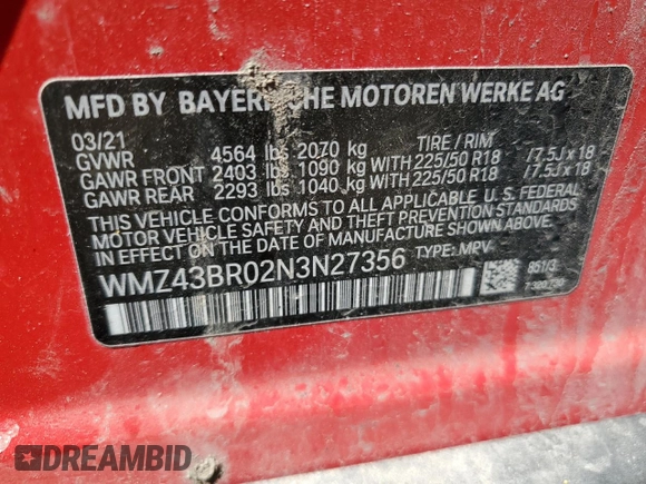 2022 MINI Countryman Oxford Edition z VIN WMZ43BR02N3N27356, wystawiony jako Copart lot #52978185 z przebiegiem 86 591 mil mil oraz Szkoda całkowita • Salvage title. Historia ofert i sprzedaży dostępna na DreamBid. Obrazek 12.