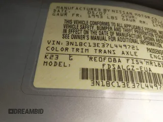 2007 Nissan Versa S с VIN 3N1BC13E37L449721, выставлен на аукционе IAAI как лот 42503164 с пробегом 89 537 миль миль и . История ставок и продаж доступна на DreamBid. Изображение 9.