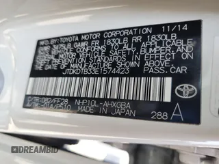 2014 Toyota Prius One z VIN JTDKDTB33E1574423, wystawiony jako Copart lot #59935115 z przebiegiem 160 050 mil mil oraz Szkoda całkowita • Salvage title. Historia ofert i sprzedaży dostępna na DreamBid. Obrazek 12.