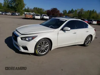 2018 Infiniti Q50 Luxe z VIN JN1EV7AP3JM350781, wystawiony jako Copart lot #53319295 z przebiegiem 53 886 mil mil oraz Szkoda całkowita • Salvage title. Historia ofert i sprzedaży dostępna na DreamBid. Obrazek 1.