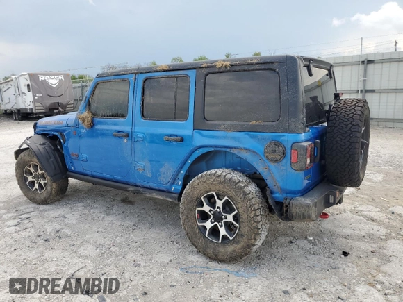 2021 Jeep Wrangler Unlimited Rubicon with VIN 1C4JJXFM7MW794325, listed as a Copart auction lot 54525315 with 43,826 mi miles and Salvage title. Bid and sale history available at DreamBid. Image 2.