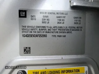 2010 Buick LaCrosse CXS with VIN 1G4GE5EV2AF252960, listed as a Copart auction lot 52744145 with 140,848 mi miles and Salvage Title. Bid and sale history available at DreamBid. Image 13.
