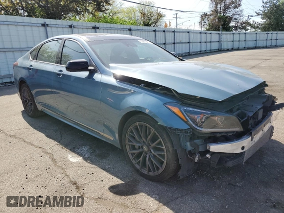 2018 Genesis G80 Sport with VIN KMHGN4JB0JU225029, listed as a Copart auction lot 53873475 with 93,213 mi miles and Salvage title. Bid and sale history available at DreamBid. Image 4.