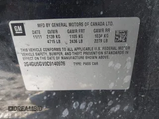 2012 Buick Regal Turbo Premium 3 with VIN 2G4GU5GV0C9140976, listed as a IAAI auction lot 41499024 with 120,001 mi miles and . Bid and sale history available at DreamBid. Image 9.