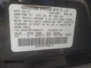 2015 Infiniti Q50 Premium with VIN JN1BV7AP1FM340177, listed as a Copart auction lot 45516215 with 76,116 mi miles and Salvage Title. Bid and sale history available at carsss.com. Image 14.