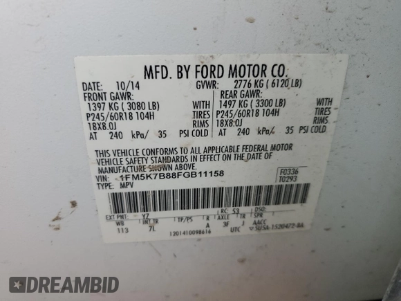 2015 Ford Explorer z VIN 1FM5K7B88FGB11158, wystawiony jako Copart lot #57653765 z przebiegiem 140 612 mil mil oraz Szkoda całkowita • Salvage title. Historia ofert i sprzedaży dostępna na DreamBid. Obrazek 13.