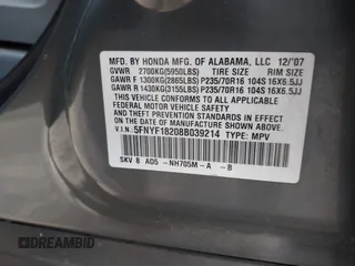 2008 Honda Pilot VP with VIN 5FNYF18208B039214, listed as a IAAI auction lot 42198076 with 212,159 mi miles and . Bid and sale history available at DreamBid. Image 9.