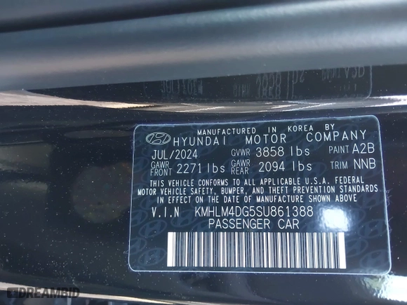 2025 Hyundai Elantra SEL Sport with VIN KMHLM4DG5SU861388, listed as a IAAI auction lot 41491236 with 1,462 mi miles. Bid and sale history available at carsss.com. Image 9.