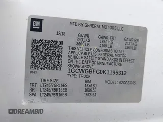 2019 Chevrolet Express Cargo с VIN 1GCWGBFG0K1195312, выставлен на аукционе IAAI как лот 42314484 с пробегом Не указан миль и . История ставок и продаж доступна на DreamBid. Изображение 8.