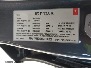 2018 Tesla Model 3 Long Range Battery z VIN 5YJ3E1EB6JF105837, wystawiony jako IAAI lot #41763460 z przebiegiem 100 387 mil mil oraz . Historia ofert i sprzedaży dostępna na DreamBid. Obrazek 9.
