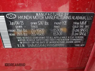 2023 Hyundai Santa Fe Calligraphy with VIN 5NMS54AL9PH589991, listed as a IAAI auction lot 42566562 with 23,162 mi miles and . Bid and sale history available at DreamBid. Image 9.