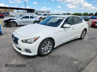 2015 Infiniti Q50 Premium with VIN JN1BV7APXFM337505, listed as a Copart auction lot 61900105 with 74,304 mi miles and Salvage title. Bid and sale history available at DreamBid. Image 1.