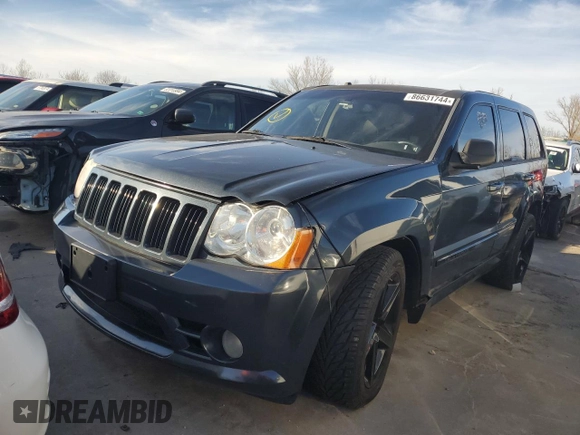 2008 Jeep Grand Cherokee SRT-8 with VIN 1J8HR78348C174334, listed as a Copart auction lot 86631744 with 0 mi miles and Salvage Title. Bid and sale history available at carsss.com. Image 1.