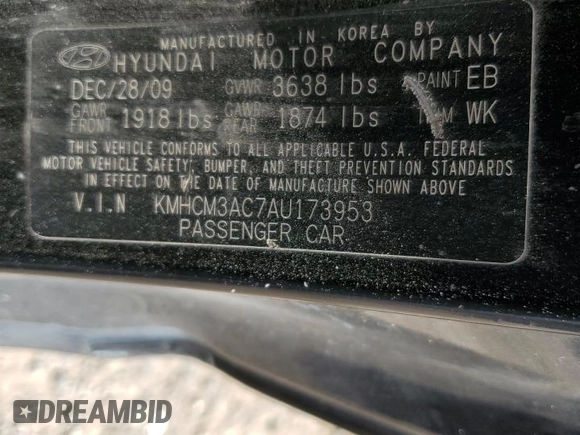 2010 Hyundai Accent GS z VIN KMHCM3AC7AU173953, wystawiony jako Copart lot #51433465 z przebiegiem 176 462 mil mil oraz Szkoda całkowita • Salvage title. Historia ofert i sprzedaży dostępna na DreamBid. Obrazek 12.