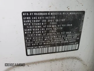2021 Volkswagen Tiguan S with VIN 3VV0B7AX1MM074272, listed as a Copart auction lot 43519695 with 35,021 mi miles and Salvage title. Bid and sale history available at DreamBid. Image 12.