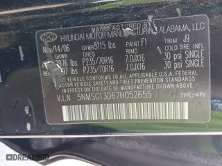 2007 Hyundai Santa Fe GLS with VIN 5NMSG13D67H052655, listed as a IAAI auction lot 41999808 with 163,423 mi miles. Bid and sale history available at carsss.com. Image 9.