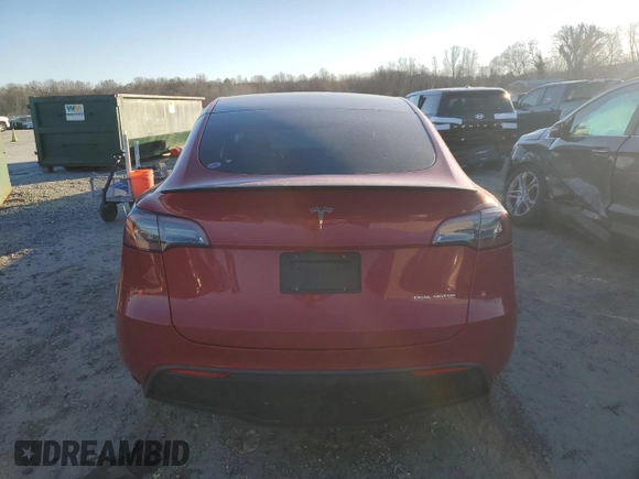 2022 Tesla Model Y Performance with VIN 7SAYGDEF2NF323142, listed as a Copart auction lot 48218235 with 43,524 mi miles and Salvage Title. Bid and sale history available at DreamBid. Image 6.