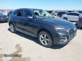 2023 Audi Q5 Premium with VIN WA1ABAFY1P2025662, listed as a IAAI auction lot 41755112 with 23,019 mi miles and . Bid and sale history available at DreamBid. Image 1.