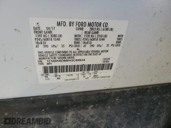 2017 Ford Explorer XLT with VIN 1FM5K8D88HGC89934, listed as a Copart auction lot 55481065 with 168,940 mi miles and Clean Title. Bid and sale history available at carsss.com. Image 13.