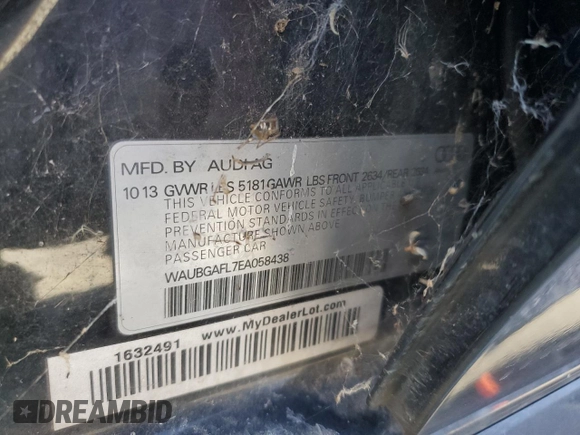 2014 Audi S4 Premium Plus with VIN WAUBGAFL7EA058438, listed as a Copart auction lot 77026174 with 140,847 mi miles and Salvage Title. Bid and sale history available at carsss.com. Image 12.