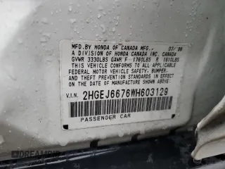 1998 Honda Civic LX with VIN 2HGEJ6676WH603129, listed as a Copart auction lot 52285505 with 49,646 mi miles and Salvage Title. Bid and sale history available at DreamBid. Image 12.