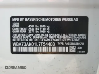 2020 BMW 2 Series 228i xDrive with VIN WBA73AK01L7F54488, listed as a Copart auction lot 47017165 with 63,910 mi miles and Salvage Title. Bid and sale history available at DreamBid. Image 12.