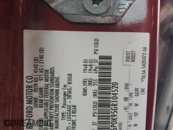 2016 Ford Fusion Titanium with VIN 3FA6P0K95GR104520, listed as a Copart auction lot 52491815 with 116,602 mi miles and Salvage Title. Bid and sale history available at carsss.com. Image 12.