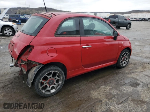 2013 FIAT 500 Sport with VIN 3C3CFFBR5DT599680, listed as a Copart auction lot 50015055 with 62,510 mi miles and Salvage Title. Bid and sale history available at carsss.com. Image 3.