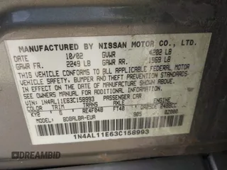 2003 Nissan Altima S with VIN 1N4AL11E63C158993, listed as a IAAI auction lot 41399813 with 193,428 mi miles and . Bid and sale history available at DreamBid. Image 9.