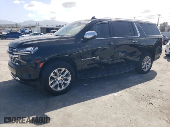 2023 Chevrolet Suburban Premier with VIN 1GNSKFKD8PR205665, listed as a Copart auction lot 51694655 with 27,882 mi miles and Salvage title. Bid and sale history available at DreamBid. Image 1.