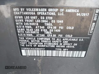 2018 Volkswagen Atlas SE with VIN 1V2KR2CA3JC504717, listed as a IAAI auction lot 42414174 with 105,909 mi miles and . Bid and sale history available at DreamBid. Image 9.