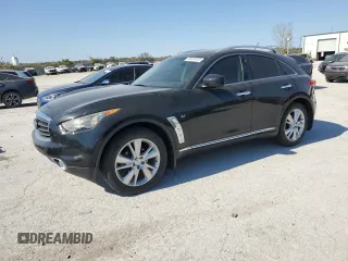 2014 Infiniti QX70 with VIN JN8CS1MW0EM412287, listed as a Copart auction lot 76018724 with 153,036 mi miles and Salvage Title. Bid and sale history available at carsss.com. Image 1.