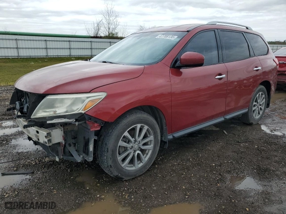 2016 Nissan Pathfinder SV with VIN 5N1AR2MN1GC646440, listed as a Copart auction lot 47708135 with 112,166 mi miles and Salvage Title. Bid and sale history available at carsss.com. Image 1.
