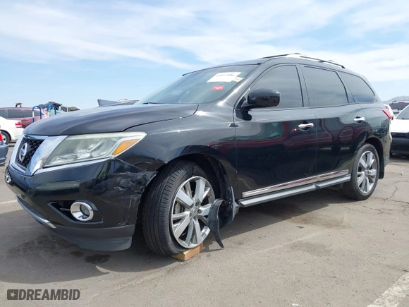 2013 Nissan Pathfinder SL with VIN 5N1AR2MN7DC615401, listed as a IAAI auction lot 41851881 with 150,266 mi miles. Bid and sale history available at carsss.com. Image 6.