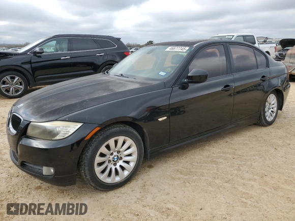 2009 BMW 3 Series 328i with VIN WBAPH77519NM29940, listed as a Copart auction lot 46677745 with 193,693 mi miles and Clean Title. Bid and sale history available at carsss.com. Image 1.