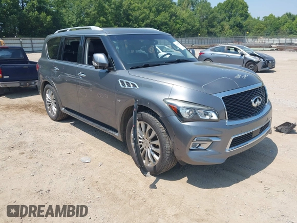 2016 Infiniti QX80 with VIN JN8AZ2NE5G9123443, listed as a IAAI auction lot 42595593 with 150,505 mi miles and . Bid and sale history available at DreamBid. Image 1.