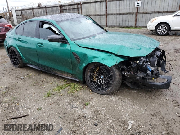 2023 BMW M3 with VIN WBS53AY06PFP08079, listed as a Copart auction lot 48228285 with 9,869 mi miles and Salvage title. Bid and sale history available at DreamBid. Image 4.