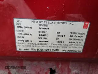 2017 Tesla Model S 100D with VIN 5YJSA1E29HF184387, listed as a Copart auction lot 39186144 with 101,387 mi miles and Salvage title. Bid and sale history available at DreamBid. Image 13.