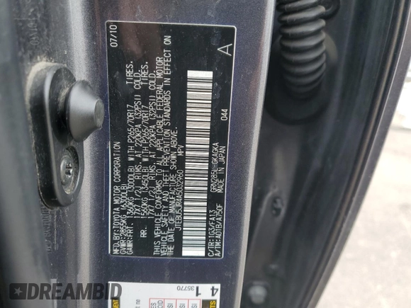 2010 Toyota 4Runner Trail with VIN JTEBU5JR4A5032960, listed as a Copart auction lot 50016095 with Not Provided miles and Salvage Title. Bid and sale history available at DreamBid. Image 15.