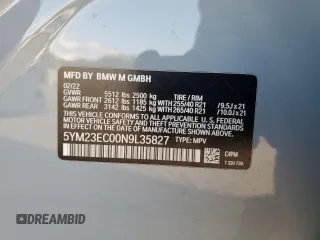 2022 BMW X4 M z VIN 5YM23EC00N9L35827, wystawiony jako Copart lot #87932635 z przebiegiem Nie podano mil oraz Szkoda całkowita • Salvage title. Historia ofert i sprzedaży dostępna na DreamBid. Obrazek 15.