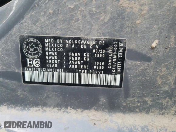 2020 Volkswagen Jetta GLI S z VIN 3VW6T7BUXLM057668, wystawiony jako Copart lot #49791945 z przebiegiem 96 606 mil mil oraz Szkoda całkowita • Salvage title. Historia ofert i sprzedaży dostępna na DreamBid. Obrazek 12.