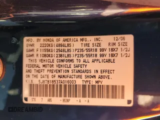 2007 Acura RDX Technology with VIN 5J8TB18537A016003, listed as a Copart auction lot 48381735 with 189,452 mi miles and Salvage Title. Bid and sale history available at carsss.com. Image 15.